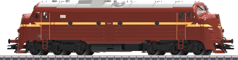 NOHAB Class Di3 Diesel - 3-Rail w/Sound & Digital -- Norwegian State Railways NSB (Era III, brown, yellow, silver)