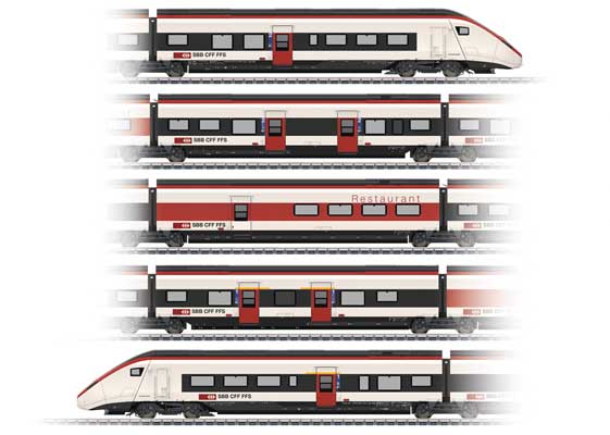 Class RABe 501 Giruno High-Speed Rail Car Train Only - 3-Rail - Sound & Digita -- Swiss Federal Railways SBB, 2 End Cars, 3 Intermediate Cars (Era VI 2021)