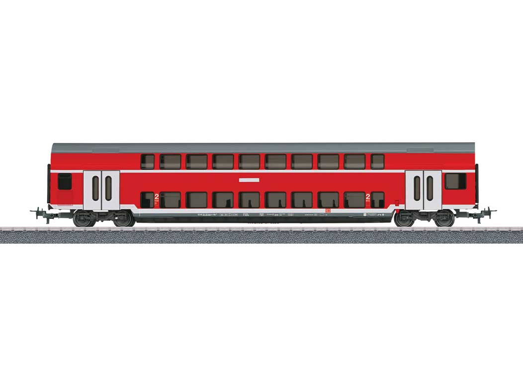 Type DBz 751 2nd Class Bilevel Coach - 3-Rail - Ready to Run - Start Up -- German Railroad DBAG (Era V Regional Express, red, gray, white)