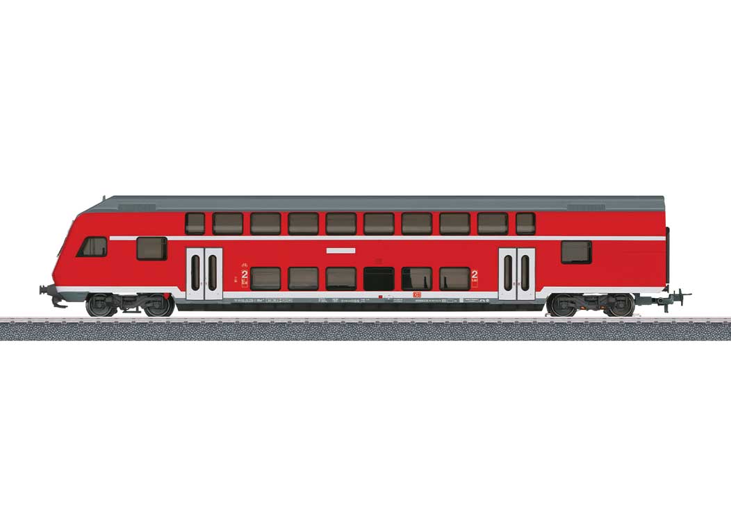 Type DBbzf 761 2nd Class Bilevel Cab Coach - 3-Rail - Ready to Run - Start Up -- German Railroad DBAG (Era V Regional Express, red, gray, white)