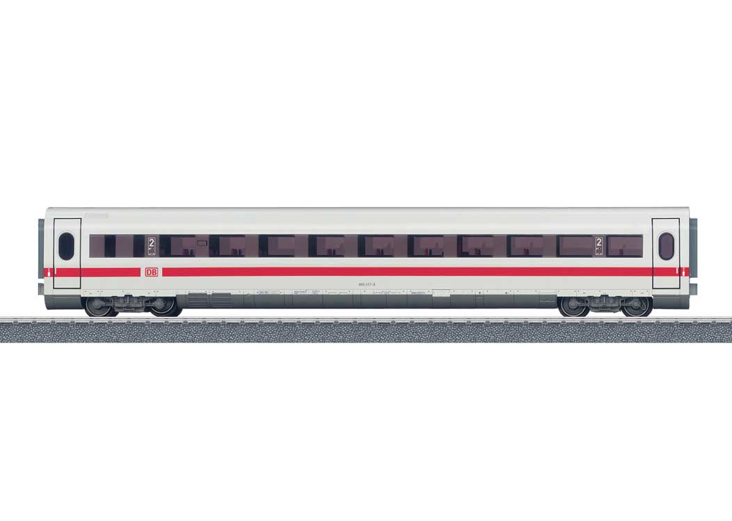 Type 806.3 ICE 2nd Class Coach - 3-Rail - Ready to Run - Start up -- German Railroad DBAG (Era V, white, gray, red)-1