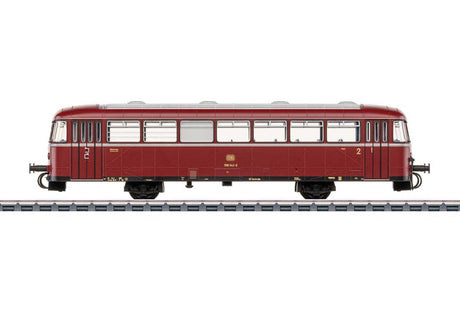 Class 998.0 Rail Bus Trailer - 3-Rail - Ready to Run -- German Federal Railroad DB #998 042-6 (Era IV 1970s, red, gray)-1
