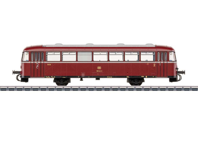 Class 998.0 Rail Bus Trailer - 3-Rail - Ready to Run -- German Federal Railroad DB #998 042-6 (Era IV 1970s, red, gray)-1
