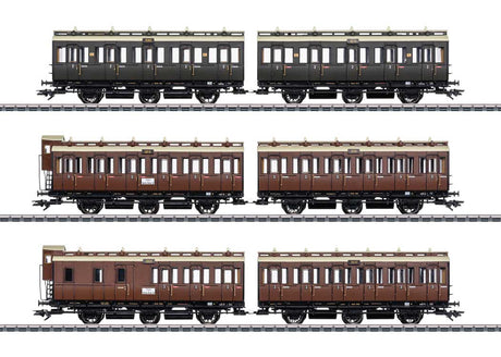 Paired Compartment Car Set - 3-Rail - Ready to Run -- Royal Prussian Railroad KPEV (Era 1, 3 Schemes)-1