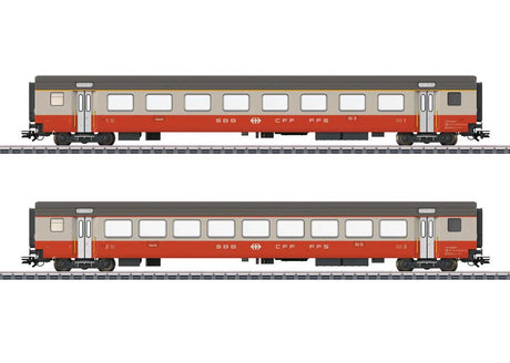 Type A Coach, Type B Coach Set - 3-Rail - Ready to Run -- Swiss Federal Railways SBB/CFF/FFS (Era IV 1975, Swiss Express, gray, orange