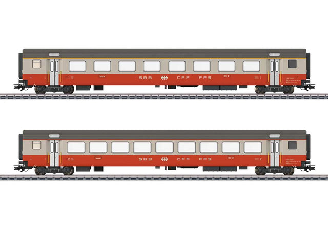 Type A Coach, Type B Coach Set - 3-Rail - Ready to Run -- Swiss Federal Railways SBB/CFF/FFS (Era IV 1975, Swiss Express, gray, orange