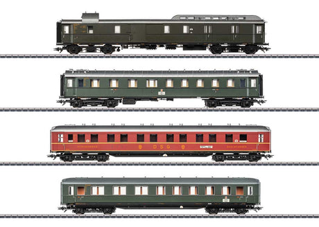 Type ABC4u, WLAB4u(e), BC4uwe 3-Car D 74 3-Car Set- 3-Rail - Ready to Run -- German Federal Railroad DB (Era III 1955, 2 green & 1 red cars)-1