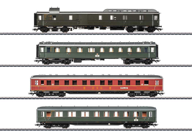 Type ABC4u, WLAB4u(e), BC4uwe 3-Car D 74 3-Car Set- 3-Rail - Ready to Run -- German Federal Railroad DB (Era III 1955, 2 green & 1 red cars)-1
