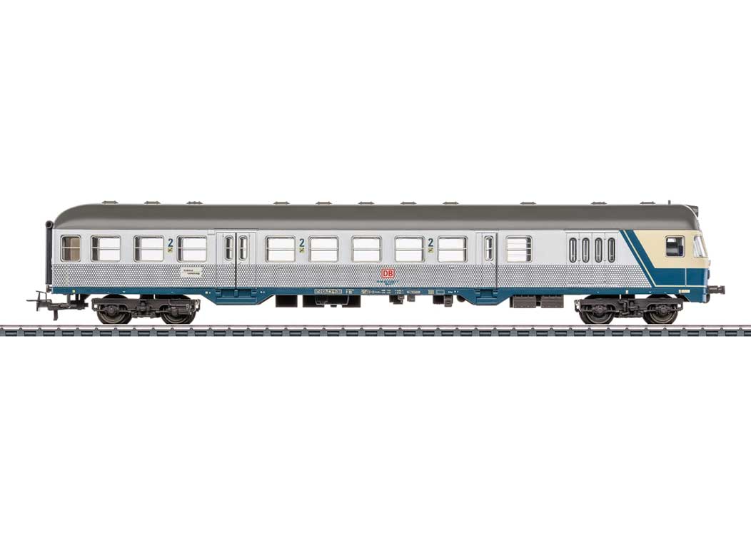 Type BDnrzf 740 2nd Class Silberling/Silver Coin Cab Car- 3-Rail - Ready to Ru -- German Railroad DB AG (Era V, silver, blue, ivory)-1