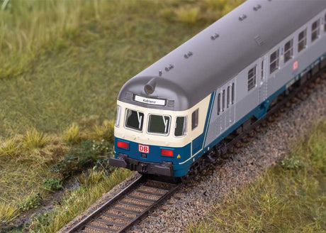 Type BDnrzf 740 2nd Class Silberling/Silver Coin Cab Car- 3-Rail - Ready to Ru -- German Railroad DB AG (Era V, silver, blue, ivory)-3