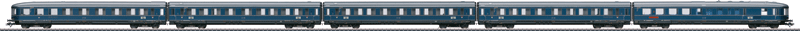 Express Train 5-Car Passenger Set - 3-Rail - Ready to Run -- German Federal Railway (Era III 1954; blue, black, silver)