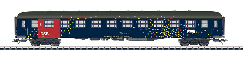 Class Bcm Sleeper (Slumber Coach) 2-Pack - 3-Rail - Ready to Run -- Danish State Railways DSB (Era V, Moon & Stars Scheme, blue, red)