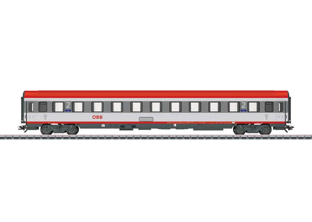 Type Bmz 2nd Class Coach - 3-Rail - Ready to Run -- Austrian Federal Railways OBB (Era VI 2012, white, red, gray)