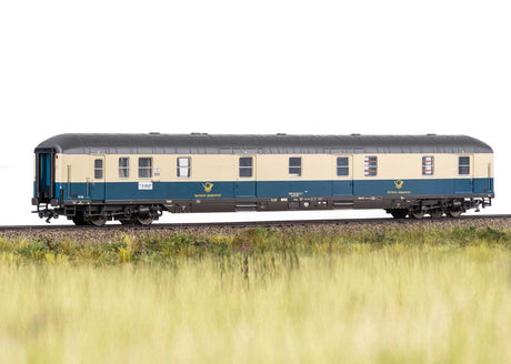 Type Post mr-a Mail Car - 3-Rail - Ready to Run -- German Federal Mail DBP (Era IV 1980, blue, ivory, gray)-1