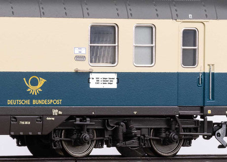 Type Post mr-a Mail Car - 3-Rail - Ready to Run -- German Federal Mail DBP (Era IV 1980, blue, ivory, gray)-3