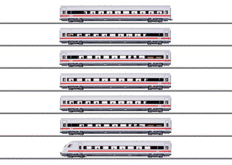 ICE 116 Series 7-Car Set - 3-Rail - Ready to Run -- German Railroad DB AG (Era VI 2015, white, red, gray)