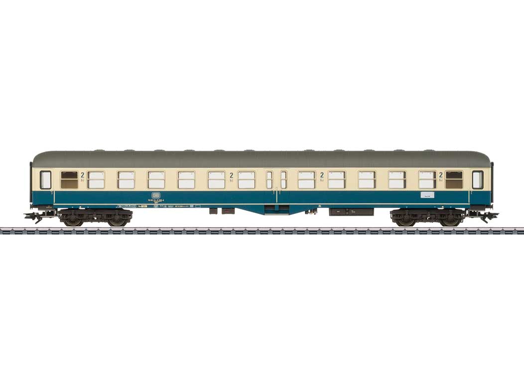 Type Bylb 421 2nd Class Coach - 3-Rail - Ready to Run -- German Federal Railroad DB (Era IV 1980, ocean blue, ivory, gray)