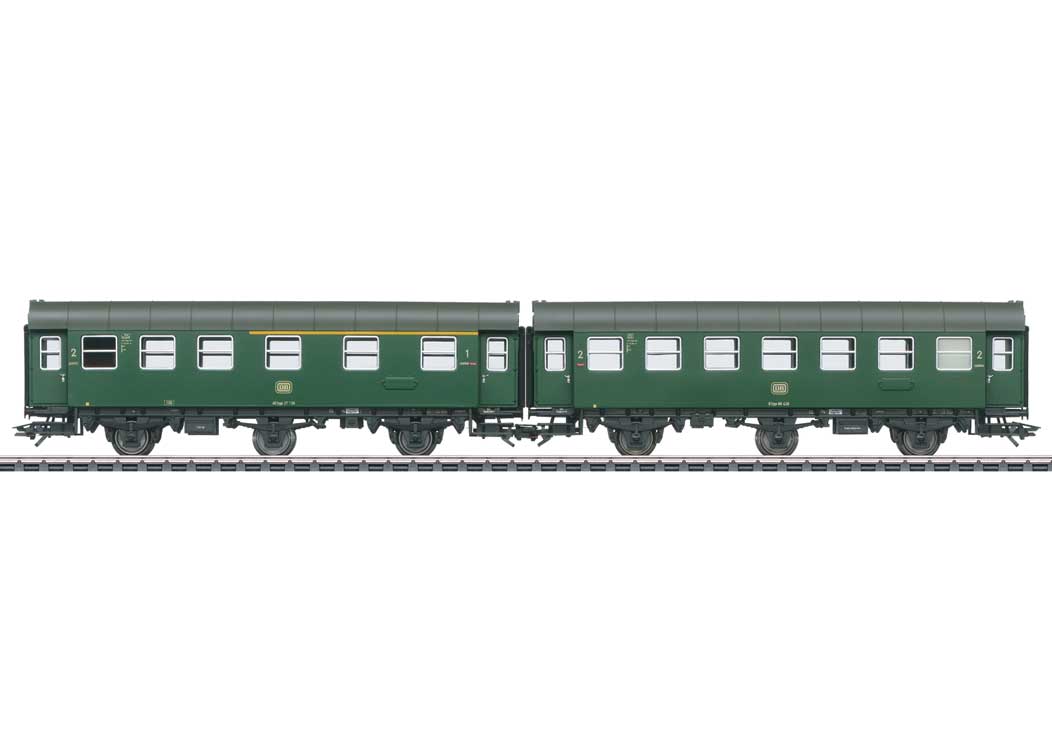 Type AB3yge 1/2nd Class, Type B3yge 2-Unit Rebuild Set - 3-Rail - Ready to R -- German Federal Railroad DB (Era III 1965, green, gray)
