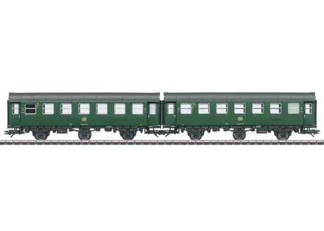 Type B3yge 2nd Class 2-Unit Rebuild Coach Set - 3-Rail - Ready to Run -- German Federal Railroad DB (Era III 1965, green, gray)