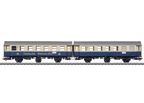 Type WG3yge 835 Rebuild Car Pair - 3-Rail - Ready to Run -- German Federal Railroad DB (Era IV 1982 Wine Road Scheme, blue, beige, gray)