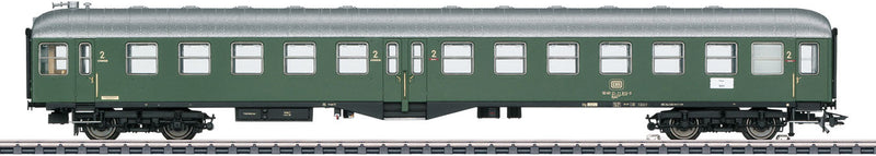 TypeBymf 436 2nd Class Center Entry Cab Car Coach - 3-Rail - Ready to Run -- German Federal Railroad DB (Era IV 1969, green, silver)-1