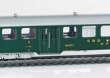 Lightweight Passenger Set w/Baggage & 4 Cars - 3-Rail - Ready to Run -- Swiss Federal Railways SBB (Era III 1950, green, silver)-3