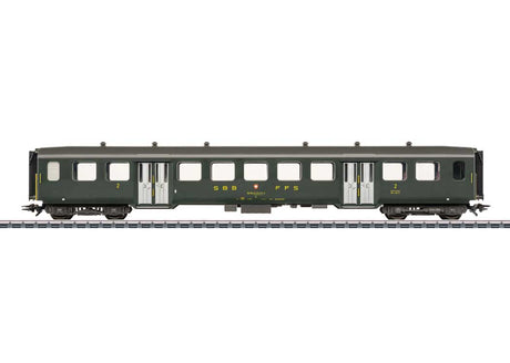 2nd Class Car w/Double Doors - 3-Rail - Ready to Run -- Swiss Federal Railways SBB/CFF/FFS #10217 (Era IV 1990, green, gray)