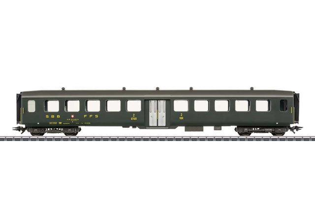 2nd Class Car w/Single Door - 3-Rail - Ready to Run -- Swiss Federal Railways SBB/CFF/FFS #10217 (Era IV 1990, green, gray)
