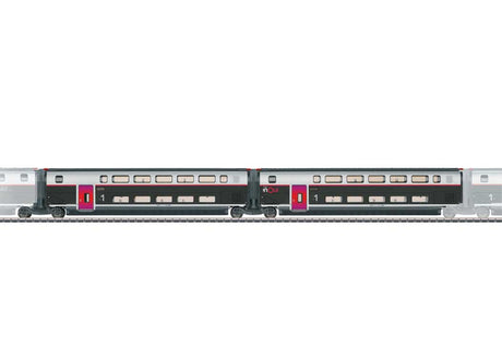 TGV INOUI Add-On R2 & R3 1st Class Intermediate 2-Pack - 3-Rail - Ready to Run -- French State Railways SNCF Train #4713 (Era VI 2025, black, gray, white, red