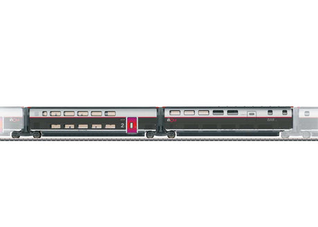 TGV INOUI Add-On R4 & R5 2nd Class Bar  Intermediate Set - 3-Rail - Ready to R -- French State Railways SNCF Train #4713 (Era VI 2025, black, gray, white, red