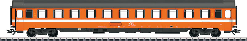 Eurofima Type BI6 2nd Class Compartment Car - 3-Rail - Ready to Run -- Belgian State Railroad SNCB/NMBS (Era IV 1979, orange, gray, white)
