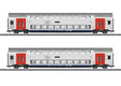 Type M6 2nd Class Bi-Level Coach 2-Pack - 3-Rail - Ready to Run -- Belgian National Railways SNCB (Era VI 2023, white, gray, red)
