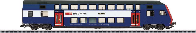 1 Type DBZ 2nd Class Bi-Level Cab Car - 3-Rail - Ready to Run -- Swiss Federal Railways SBB-CFF-FFS (Era VI 2019 Zurich S Bahn, blue, white,