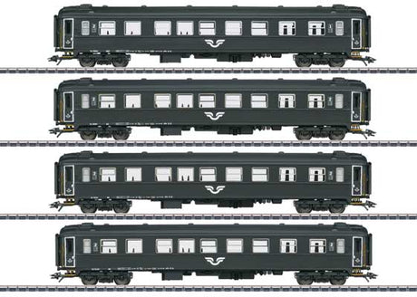 Type AB3 1st/2nd Class & 3 Type B5, 2nd Class Coach Set - 3-Rail - Ready to -- Swedish State Railways SJ (Era VI, black, white)
