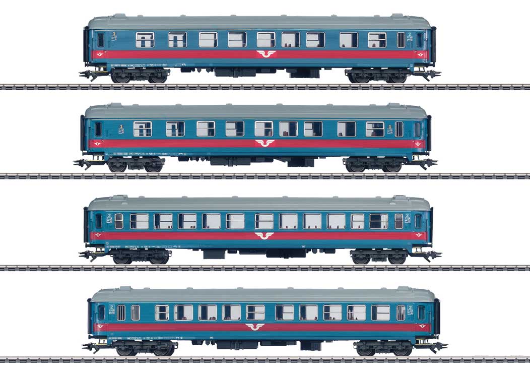 Type A2K, AB3K, B1KT & B5K Inter-Regio 4-Car Set - 3-Rail - Ready to Run -- Swedish State Railways SJ (Era V, blue, gray, red)
