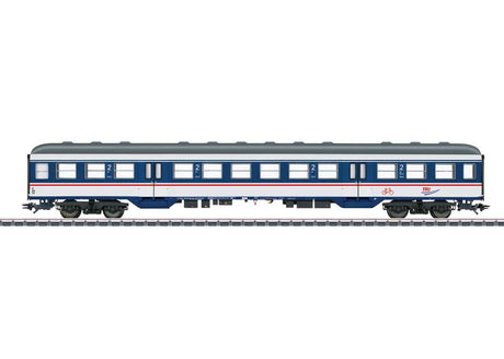Type Bnrdz 451.9 2nd Class Coach - 3-Rail - Ready to Run -- Train Rental, Inc. TRI (Era VI 2021, blue, white, gray, red)