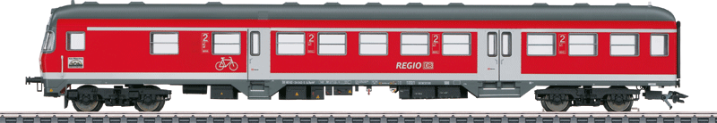 Silberling/Silver Coin Bnrdzf 477 2nd Class Cab Car - 3-Rail - Ready to Run -- German Railroad DB AG #50 80 82-34 324-7 (Era VI; Traffic Red, gray, white)-1