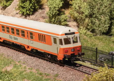 Type BDnrzf 740 2nd Class Silberling/Silver Coin Cab Car- 3-Rail - Ready to Ru -- German Federal Railroad DB (City Bahn, Era IV 1986, orange, cream)-2