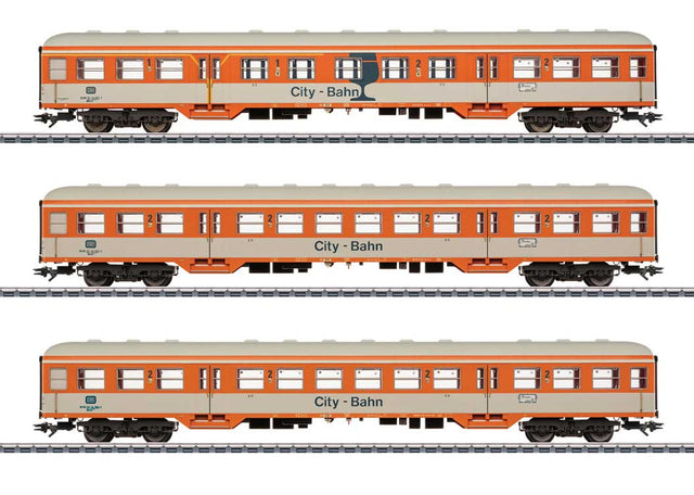 Type Bnrzb 778.1 2nd Class & ABnrzb 772.2 1st/2nd Class- 3-Rail - Ready to Run -- German Federal Railroad DB (City Bahn, Era IV 1986, orange, cream)