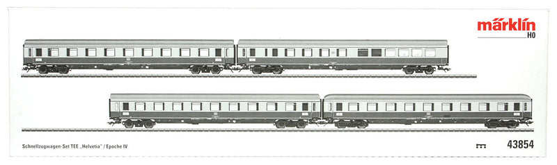 Helvetia Express 4-Car Set - 3-Rail - Ready to Run - Exclusiv -- German Federal Railroad DB (TEE Scheme, Era IV 1975, ivory, red, silver)