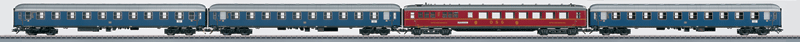 F-Zug 4/Merkur 4-Car Express Set - 3-Rail - Ready to Run -- German Federal Railroad DB (Era III, 3 blue & 1 red)