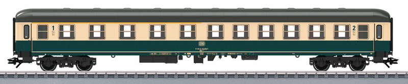 Type ABm 225 1st/2nd Class Compartment Car - 3-Rail - Ready to Run -- German Federal Railway (Era IV Mid-1980s; Ocean Blue, beige)