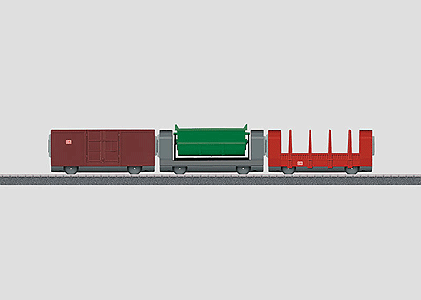 3-Car Add-On Freight Set for #441-29210 - 3-Rail - Ready to Run - My World -- 1 Each Gondola, Dump & Stake Car