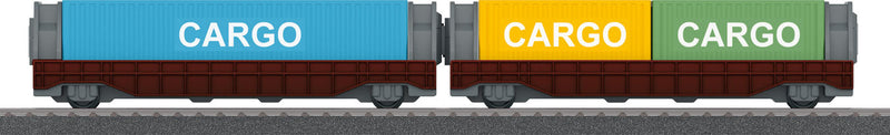 Container Car 2-Pack - for My World Battery Train Sets -- 2 Cars w/2 20' & 1 40' Container (black)-1