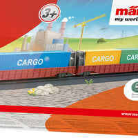 Container Car 2-Pack - for My World Battery Train Sets -- 2 Cars w/2 20' & 1 40' Container (black)