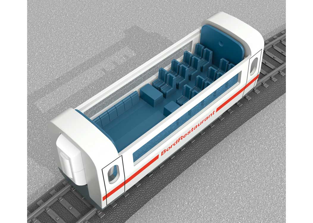 High-Speed Train Diner for Battery-Powered Sets - Ready to Run - My World -- German Railroad DB AG InterCity Express (white, red)-4