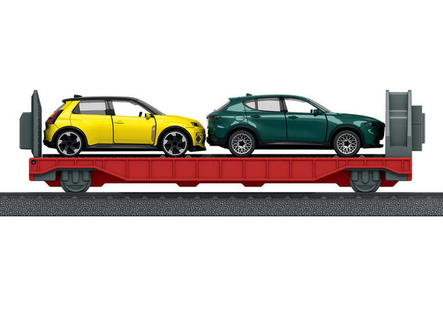 Automobile Transport Car with 2 Autos for My World Battery Train Sets -- Red, Gray-1