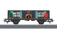 Gondola with Lights - 3-Rail - Ready to Run - Start-Up -- Christmas (Boxcar red with Graphics)-1