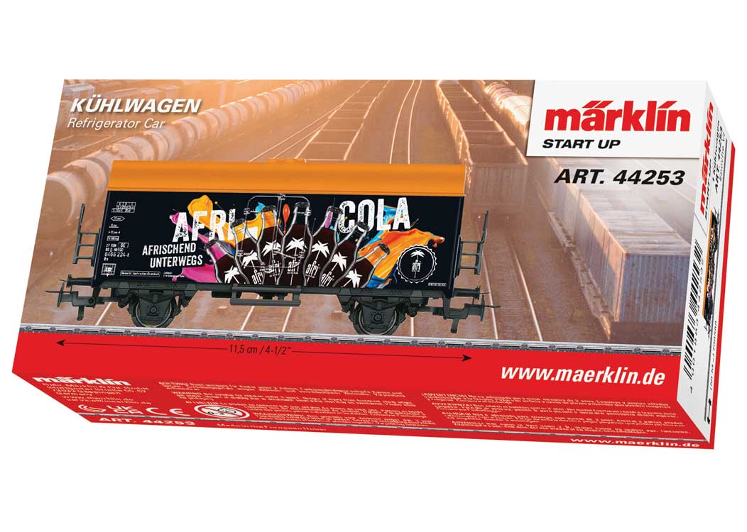 Refrigerator Car - 3-Rail - Ready to Run - Start-Up -- Afri Cola (black, gold, German Lettering)-3