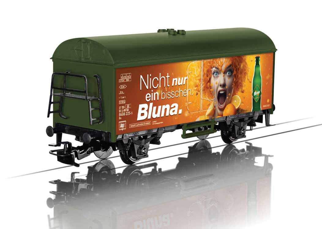 Refrigerator Car - 3-Rail - Ready to Run -- Bluna (Era VI, brown, color graphics, gray)-1